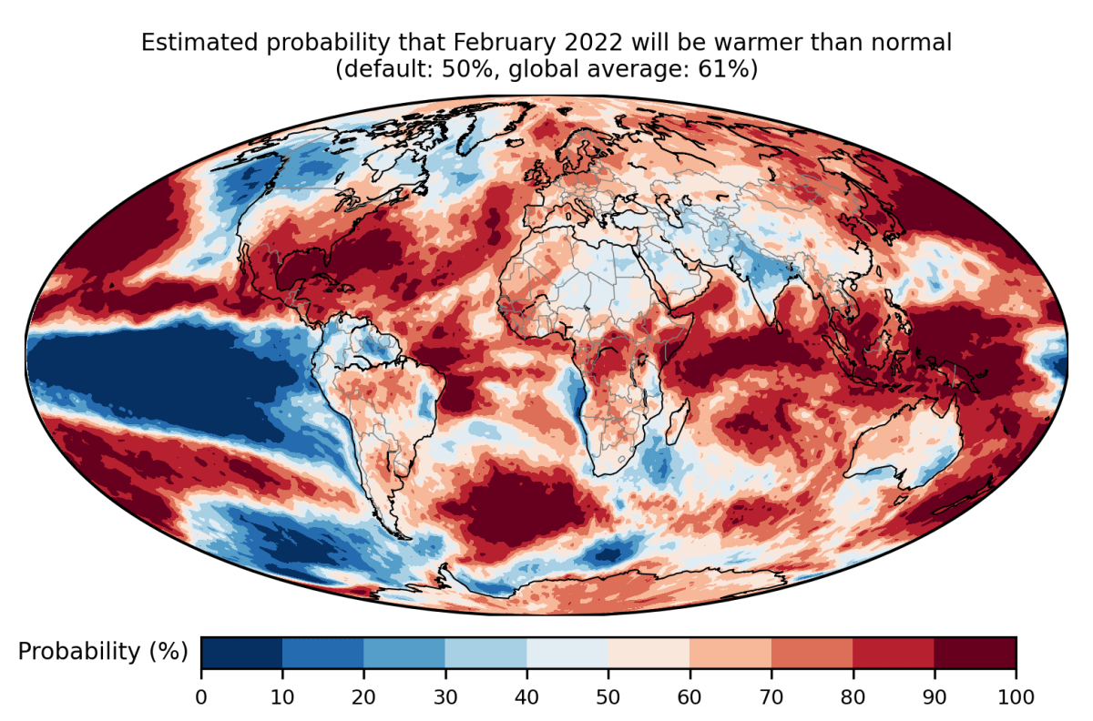 Sesongvarsler for temperatur, nedbør og vind i februar&nbsp;2022
