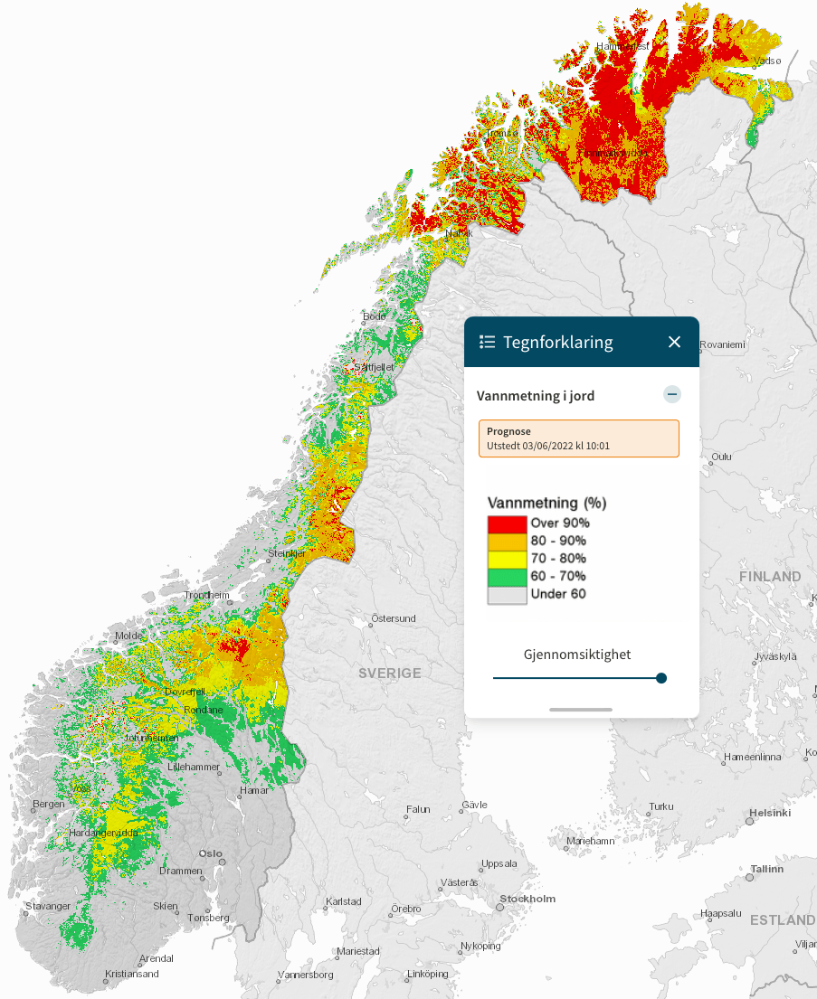 Oppdatert varsel for juni og juli 2022, med fokus på tørken på&nbsp;Østlandet